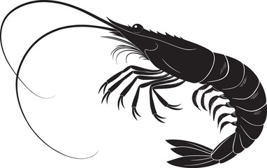 Black vector illustration of a tribal lobster and shrimp design