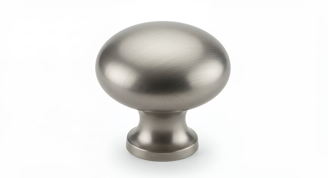 Round brushed steel cabinet knob