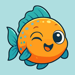 yellow fish winking cartoon playfully illustrations cartoon