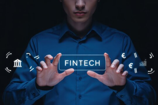 Person interacting with a digital fintech interface.