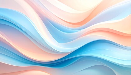 Fototapeta premium Abstract fluid gradient waves in pastel blue and peach tones