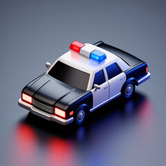 Stylized 3d model of a classic police car