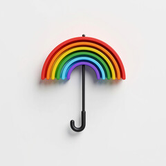 Rainbow umbrella 3d render illustration