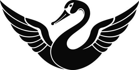 Fototapeta premium Monochrome Swan Silhouette Vector