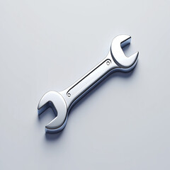Chrome wrench on light gray background