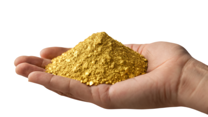 handful of gold powder isolated on white