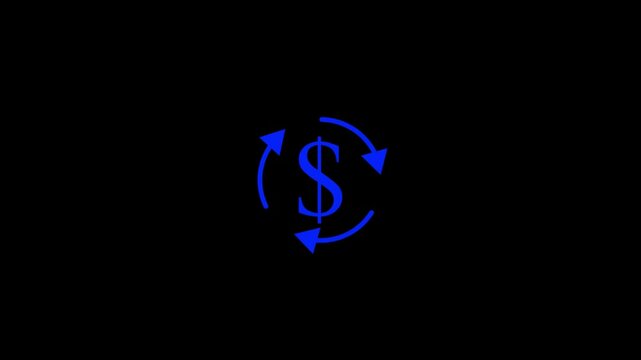 Glowing neon line Dollar money icon silhouette style, black Background, Animation Motion Graphic Video. Dollar sign icon animation video design.
