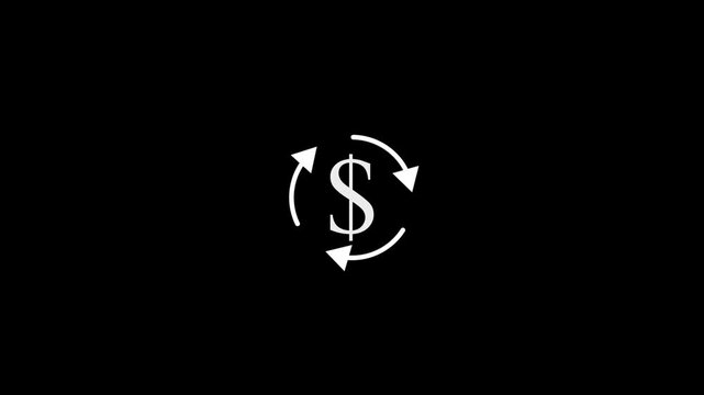 Glowing neon line Dollar money icon silhouette style, black Background, Animation Motion Graphic Video. Dollar sign icon animation video design.