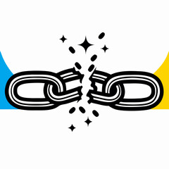 Broken Chain Link, Freedom, Separation, Abstract Concept Illustration