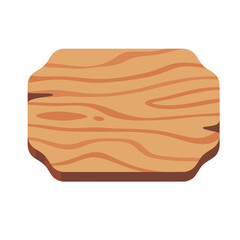 Wooden Cutting Board Illustration with Natural Grain Pattern on White Background
