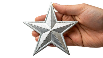 Obraz premium sliver star in hand isolated on white