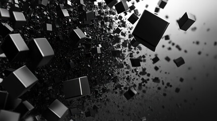 Monochromatic Assemblage: An Abstract Composition of Geometric Cubes in Suspension