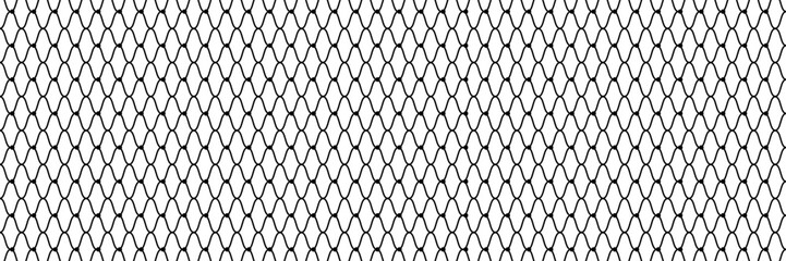 Fototapeta premium Net texture pattern on white background. Net texture pattern for backdrop and wallpaper. Realistic net pattern with black squares. Geometric background, vector illustration