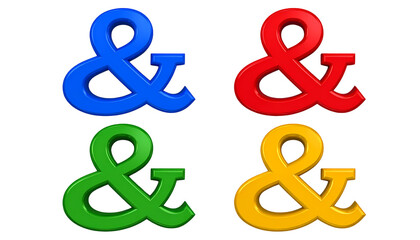 Obraz premium Colorful ampersand symbols with different color isolated on transparent background.