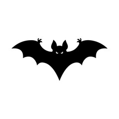 Spooky Halloween Bat and Haunted House Silhouette