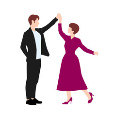 Silhouette illustration of men and women dancing ballroom