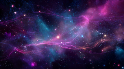 Universe with shining psychedelic colored stars