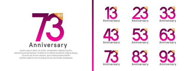 set of anniversary logo style. vector design purple color for celebration