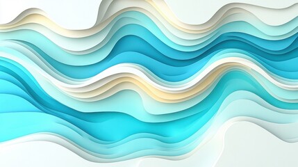 Abstract Layered Paper Cut Waves Background in Blue and White Tones