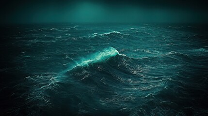 Dark Teal Ocean Water Wave Close Up Surface Nobody