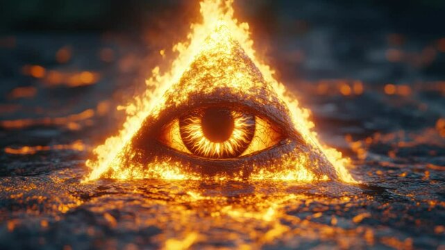 Fiery all-seeing eye pyramid