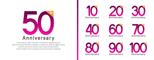 set of anniversary logo style. vector design purple color for celebration