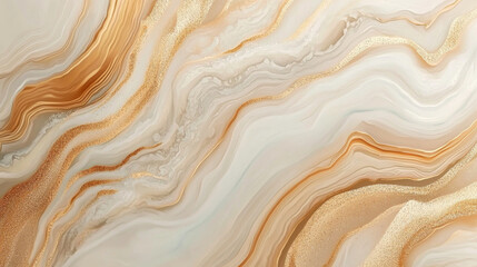 Elegant Gold and Beige Marble Texture with Smooth Flowing Design and Golden Veins, Luxurious and Refined Abstract Pattern