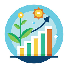Growth and sustainability business success icon