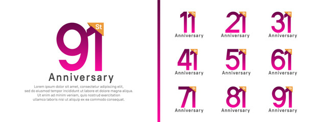 set of anniversary logo style. vector design purple color for celebration