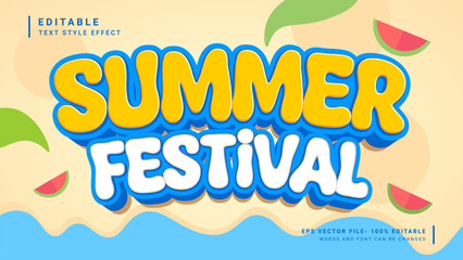 Summer festival 3d editable text effect