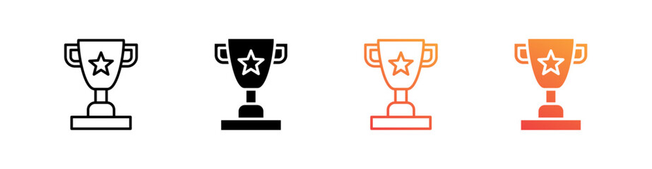 Trophy Multiple Style Icon Set Vector 