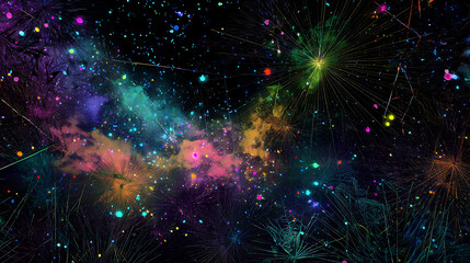 Universe with psychedelic and beautiful stars