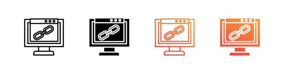 Link Multiple Style Icon Set Vector 