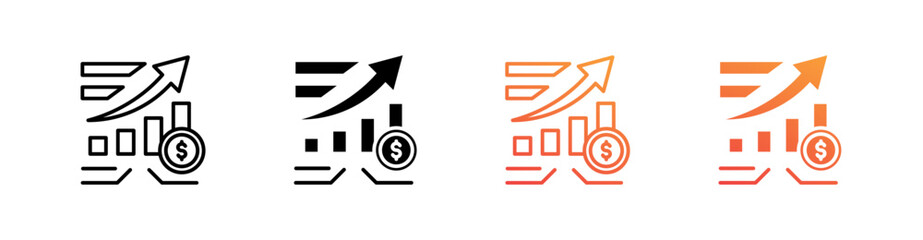 Profit Multiple Style Icon Set Vector 