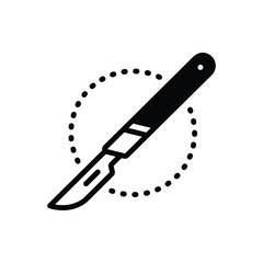 Black solid icon for surgical knife