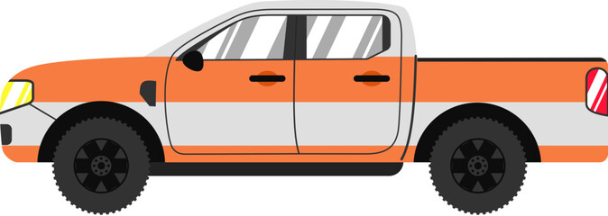 Title: Orange and White Pickup Truck Vector Illustration