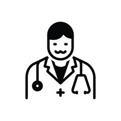 Black solid icon for doctor
