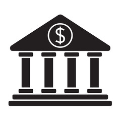 Bank Building Icon Featuring a Dollar Sign Symbol Represents Financial Institution and Money