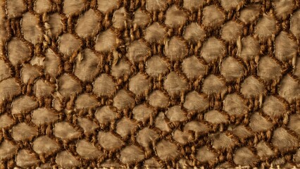 Fototapeta premium Detailed Close-Up of Textured Fabric with Intricate Brown Patterns, Close-up view of an intricately textured brown fabric pattern, highlighting its detailed woven design.