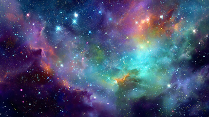 Universe with psychedelic and beautiful stars
