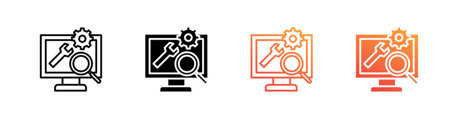 Technical Seo Multiple Style Icon Set Vector 