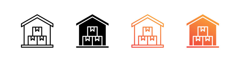 Warehouse Multiple Style Icon Set Vector 