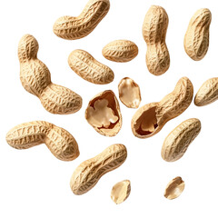 Organic peanuts in shell, isolated on white background. Raw peanuts on a white background. Unshelled peanuts. Ai Generated Images