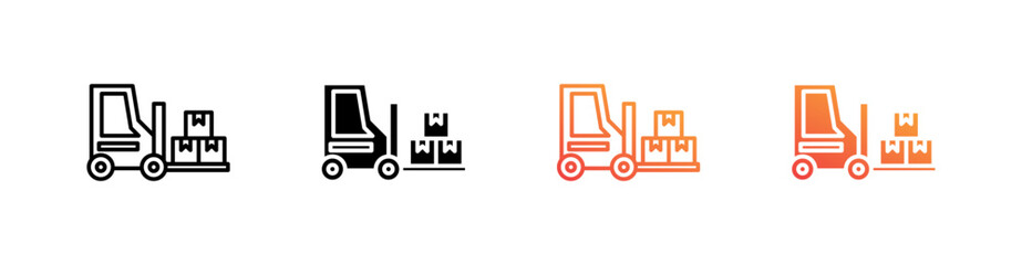 Forklift Multiple Style Icon Set Vector 