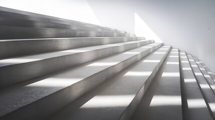 Obraz premium Monochrome architectural staircase illuminated by bright directional light