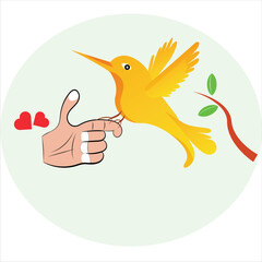 bird in hand illustration clean unique and latest design simple  vector