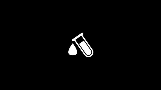 Test tube with drop. medical and chemical icon.medical laboratory tube hospital medical icon isolated on white background diagnostics symbol 4K Video motion graphic