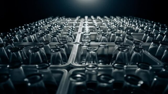 Rows of Empty Glass Vials in Trays