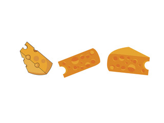 Cartoon Vector Cheese Wedges Illustration on Black Background, Delicious Dairy Product Design, Food Icon, Vector Art