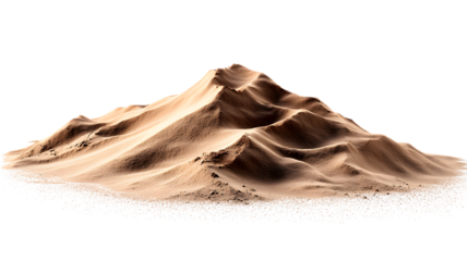 Detailed digital rendering of a desert sand dune showcasing intricate textures and lighting isolated on white transparent background PNG cutout
